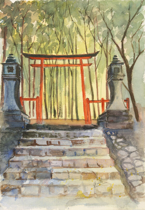 Bamboo Whisper at the shrine door